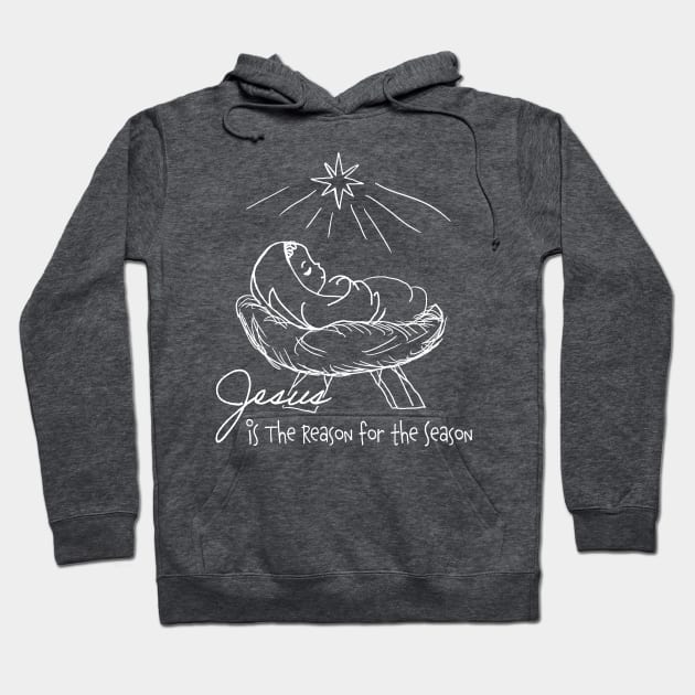 Religious Line Art Christmas Jesus is the Reason for the Season Hoodie by Brasilia Catholic